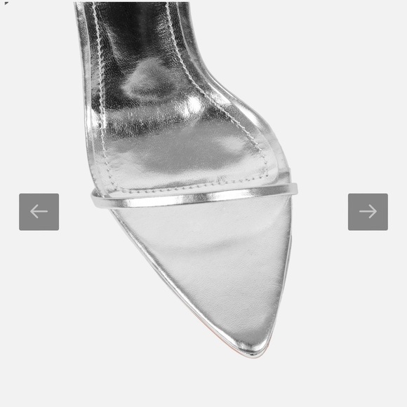DELILAHH SILVER METALLIC TIE UP STILETTO SANDALS - Picture 2 of 4
